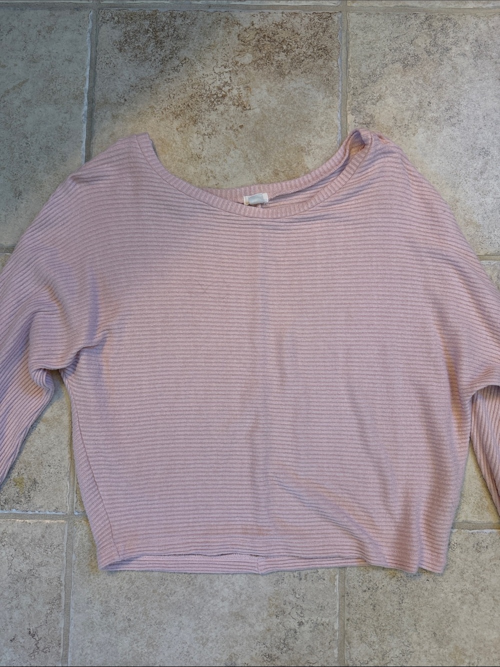 Garage Light Pink Ribbed Boatneck Top